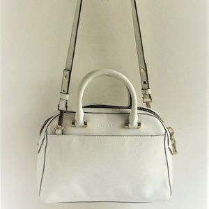MILLY "Mercer" White Leather Medium Shoulder Bag